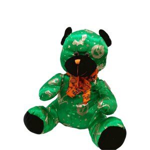 Good Stuff Plush Green Gold Teddy Bear Halloween Design Stuffed 12" Sitting